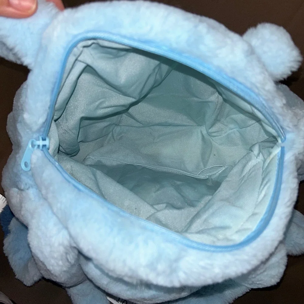 Disney Lilo & Stitch Plush Tote Bag Blue Fuzzy Faux Fur Character Handbag Kids